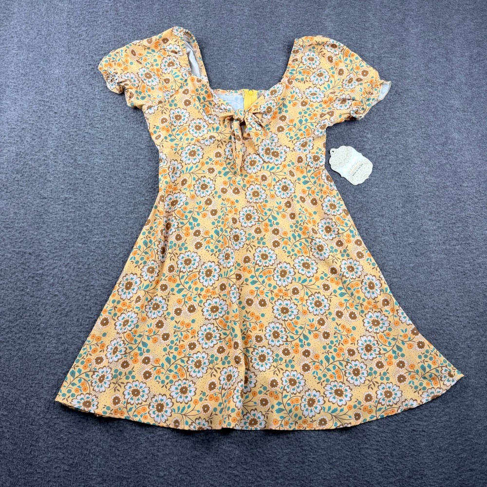 Altar'd State Women's S Small Yellow Floral Tie Front Mini Dress NWT E0507Y275JD